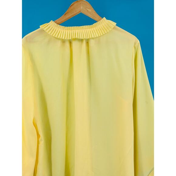 Ellen Tracy Yellow Flowy Lined Ruffle Blouse - Size 1X - Picture 3 of 10